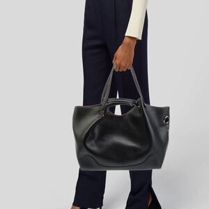 Sondra Roberts Black Squared Vegan Leather Slouchy Tote Bag
